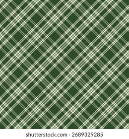 Plaid with twill weave repeat pattern.Gingham seamless pattern in green and white.Checkered tartan Geometric graphic vector illustration background design for fabric and prints.