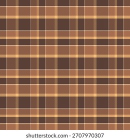 Plaid with twill weave repeat pattern.Gingham seamless pattern in brown.Checkered tartan graphic vector illustration background design for fabric and prints.