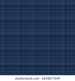 Plaid with twill weave repeat pattern.Tartan checkered seamless pattern in navy blue.