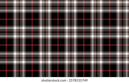 Plaid, a unique combination of black, red, brown and white in a checkered pattern, creating a classic and striking look at the same time. Vector illustration.