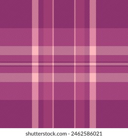 Plaid vector background of check seamless texture with a pattern textile fabric tartan in pink and light colors.