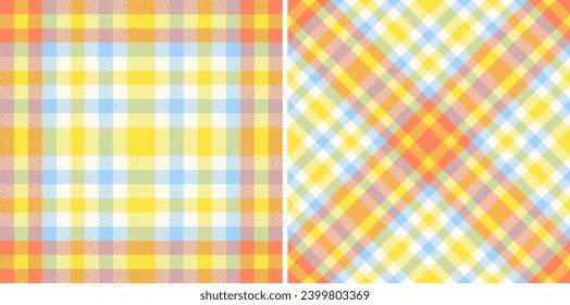 Fondo vectorial revestido de patrón transparente tartán con textil de comprobación de textura de tela. Colores felices para regalo creativo envolver ideas y ocasiones especiales.