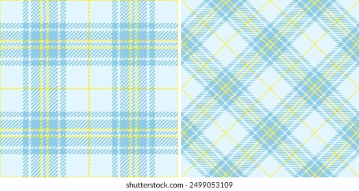 Plaid vector pattern of check seamless texture with a tartan background fabric textile. Set in novelty colours for creative uses of ornamental silk tape.