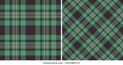 Vector a cuadros sin costuras de textura de tela de cuadros con un patrón de tela de fondo tartán establecido en colores nocturnos.