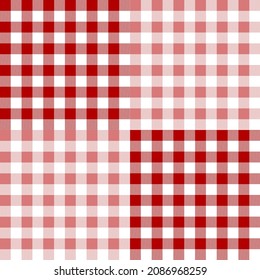 Plaid vector seamless texture. Red pattern in box. Checkered background.
