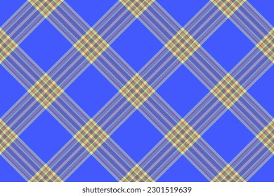 Plaid vector tartan. Pattern background textile. Texture check fabric seamless in blue and amber colors.