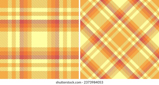 Plaid vector tartan of seamless check background with a fabric pattern texture textile set in halloween colors.