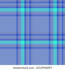 Plaid vector tartan of seamless textile background with a pattern check texture fabric in blue and cyan colors.
