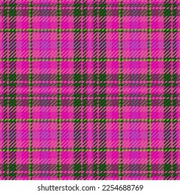 Plaid vector tartan. Textile fabric background. Check texture pattern seamless in green and dark colors.