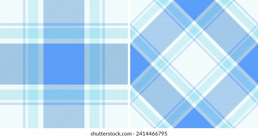 Plaid vector textile of fabric tartan background with a seamless pattern check texture set in cold colors.