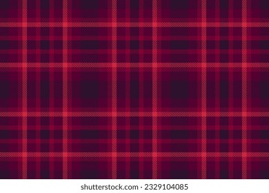 Plaid vector textile of seamless background tartan with a fabric texture pattern check in pink and dark colors.