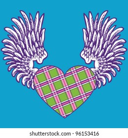 Plaid Winged Hearts