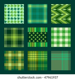 plaids and check patterns in green tones