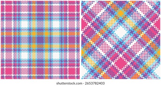 Plaids padrão sem emenda. Padrão de xadrez para impressão de camisas, roupas, vestidos, toalhas de mesa, cobertores, cama, papel, colcha, tecido e outros produtos têxteis.