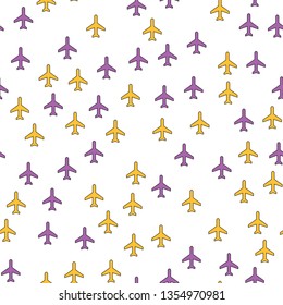 Plain Aircraft travel concept. Seamless vector EPS 10 pattern