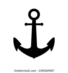 plain anchor icon black and white background vector