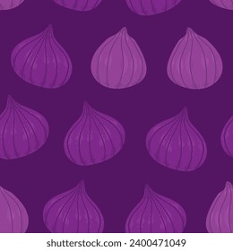 einfarbiger Hintergrund mit handgezeichneten violetten Feigen. große ganze Feige.