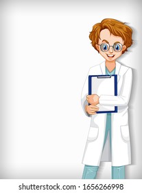 Antecedentes livianos con un médico varón con una ilustración de notas