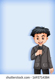 Plain background with news reporter talking on microphone illustration