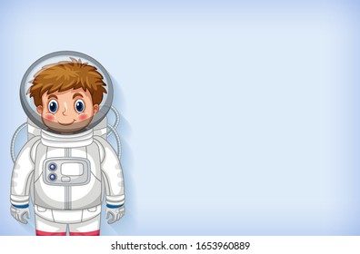 Plain background template with happy astronaut smiling illustration