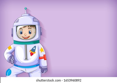 Plain background template with happy astronaut smiling illustration