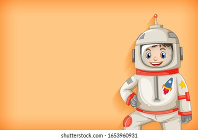 Plain background template with happy astronaut smiling illustration