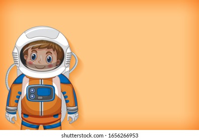 Plain background template with happy astronaut smiling illustration