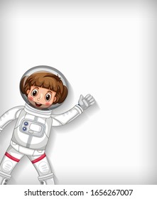 Plain background template with happy astronaut smiling illustration