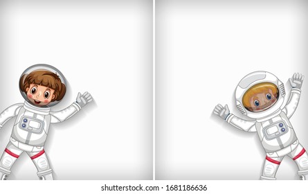 Plain background template with happy astronaut smiling illustration