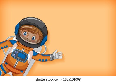 Plain background template with happy astronaut smiling illustration