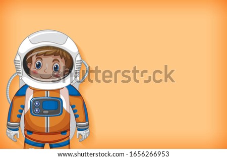 Plain background template with happy astronaut smiling illustration