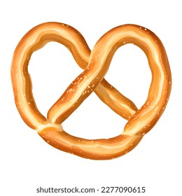 Plain Baked Pretzel Pastry Detailed Hand Drawn Illustration Painting