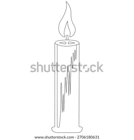 Plain black candle icon vector illustration. The silhouette of a burning candle light stands out on a white background.
