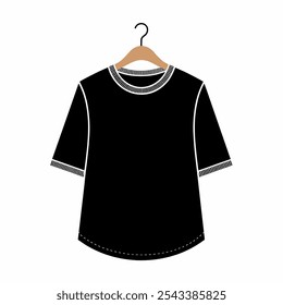 Plain Black t shirt mockup, Blank male t shirt front view, isolated on white background
