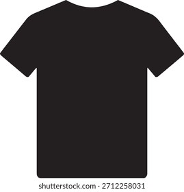 Una camiseta negra lisa, vista frontal, aislada sobre un fondo blanco. Ropa sencilla y clásica.