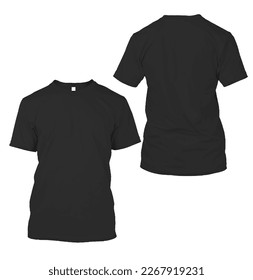 plain black t-shirt template with two front and back sides. with EPS file format for the editing process.