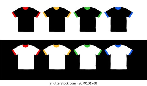 plain black and white t-shirt, with colored collars