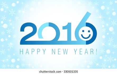 The plain blue card of 2016 New Year. 2016 classic logo.