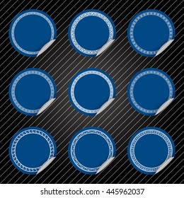 Plain Blue Stickers with different Asian style border
