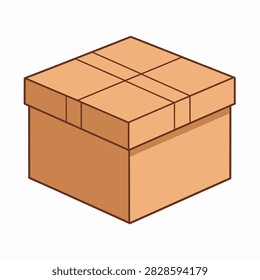 A plain brown cardboard box with a lid, suitable for storage, packaging, and shipping purposes, isolated on a white background.