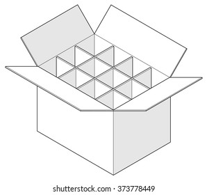 A plain buff carton: internal dividers for 12 unit / a dozen.