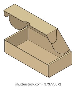 A plain buff carton: rectangular footprint with top and side locking flaps.