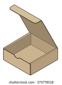 A plain buff carton: square footprint with top flap.
