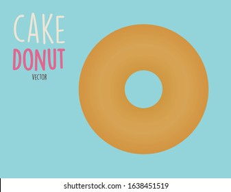 Plain Cake Donut - Flat, Fun Vector Illustration Isolated - Single Doughnut with No Toppings, Sprinkles, Glaze, or Frosting