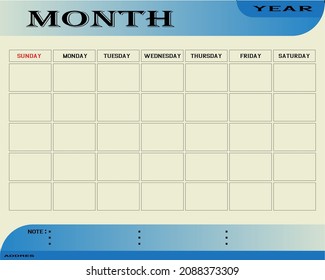 Plain calendar with light blue color, suitable for making new calendars