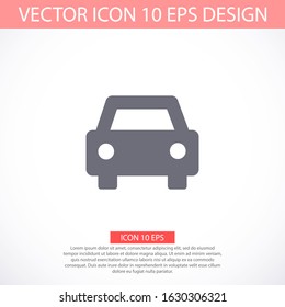 PLain car silhouette vector icon. Driving logo. vector icon image of vehicle vector icon . Front view of transport vector icon.