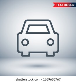 PLain car silhouette vector icon. Driving logo. vector icon image of vehicle vector icon . Front view of transport vector icon.