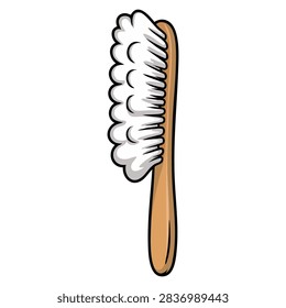 Plain cleaning brush close up vector illustration suitable for household hygiene tools maintenance flat design concept or domestic cleaning themed artwork