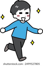Plain clothes man running with a smile