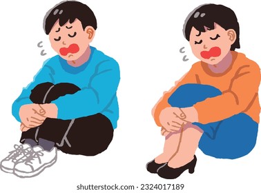 Plain clothes men and women who are depressed in gym sitting